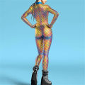 Miniatyrbillede 3 af 4: Damemode 3d termisk billedbehandling/leopardtrykt cosplay kostume Halloween Party Rave bodysuit med tommelfingerhuller style 4 M
