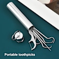 Miniatyrbillede 5 af 5: 304 tandstik i rustfrit stål sæt tandtråd metal tandplukning bærbar opbevaringsrør oral dental