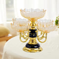 Miniatyrbilde 5 av 5: Blomsterformet Appetittvekkerfat Snacks Serveringsbrett Roterende med 5 Skåler Europeisk Stil Tørket Fruktfat for Hjem Bryllup Nøtter