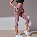 Miniatyrbilde 1 av 4: Sportsshorts Beskårne Bukser Dame Fitness Nakenhet Høy Midje Hofteløft Løping Yoga Sidelommer Tights Hurtigtørkende Treningsklær