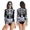 Miniatyrbillede 2 af 3: Halloween Kvinder Digital Skeleton Stram Badedragt i ét stykke med lynlås style 5 L-XL