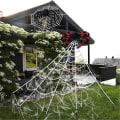 Miniatyrbillede 2 af 3: Simulering Spider Web Triangulering Halloween Udendørs dekoration Rekvisitter Stort Tricky Legetøj Temafest white 7X5.5M