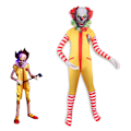 Pikkukuva 4 / 5: Kids Heath Ledger Cosplay Bodysuit Halloween-asuelokuva The Dark Knight Joker Jumpsuit Mask Täysi setit Carnival Clown vaatteet LC01-mask 150cm