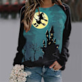 Miniatyrbillede 1 af 2: Kvinder Halloween Sweatshirts Græskar Ansigt Dansende Skeleton Skjorte Langærmet Sweater Funny Graphic Pullover style 5 M