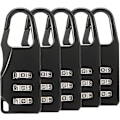 Miniatyrbild 1 av 5: 5-pack Mini Kombinationshänglås för Bagage, Små Dragkedjelås, Multifunktionella med 3-siffrig Kod (Svart)