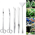 Miniatyrbillede 1 af 5: Akvarium Aquascaping Kit 5 i 1 Rustfrit Stål Akvarietank Vandplanteværktøjsæt Tang Saks Spatel