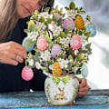 Miniatyrbild 2 av 5: Pop-up-kort i papper, Påskäggsträd, Livsstor Evighetsblombukett 3D Pop-up-gratulationskort med