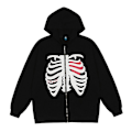 Miniatyrbillede 1 af 4: Kvinder Mode Skeleton Hætte lynlås Sweatshirt Jakke Frakke Toppe Black M