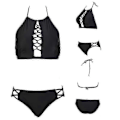 Miniatyrbillede 4 af 5: Pigebadedragt bikini plus size bikini snørebånd sexet smuk ryg slank pasform badetøj
