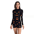 Miniatyrbillede 1 af 3: Kvinders Halloween-kostume Skeletkjole Langærmede Stretchy Kort Mini Kjole style 4 M