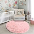 Miniatyrbillede 5 af 5: Tflycq Blush Rundt tæppe til soveværelse,fluffy Circle Tæppe 4'x4' til børneværelse,loddet tæppe til teenagepiger værelse,shaggy cirkulært tæppe til børneværelse,fuzzy P