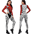 Miniatyrbillede 2 af 4: Kvinder Halloween fest kostume Skull Print Langærmet Jumpsuit Outfit style 1 M