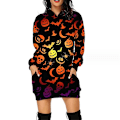 Miniatyrbillede 1 af 2: Halloween Mode Hættetrøjer Minikjole Til Kvinder Halloween Hocus Pocus Kostume Efterår Langærmet Hættekjole style 11 M