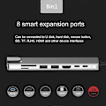 Pikkukuva 4 / 5: 8-in-1 Type-C - USB 3.0 -keskitin USB-C HDMI LAN RJ45 SD TF -sovitin Macbook-kannettavalle