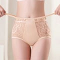 Miniatyrbillede 4 af 5: Dame Trusser Leopard Print Blonde Tynd Udhulet Åndbar Anti-septisk Plus Størrelse Høj Talje Mavekontrol Sømløse Is Silke Trusser Underbukser