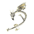 Miniatyrbillede 3 af 5: 1 stk. Kvinder Kreativ Retro Gotisk Punk Graveret Drageform Øre Wrap Øre Cuff Ørering Ikke Piercet Øre Cuff Wrap Clip StudSølv