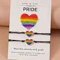 Miniatyrbillede 5 af 5: Regnbuestribet Pride Armbånd Justerbart Håndlavet Flettet Armbånd Regnbuestribet Rustfrit Stål