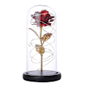 Miniatyrbillede 1 af 5: Fortryllet rød rose i glaskuppel med LED-lys Valentinsdagsgave Bryllupsdagsdekoration