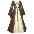 Miniatyrbillede 3 af 5: Halloween Kvinder Europæisk Middelalderhof Fancy Vampyr Cosplay Kostume Karneval Vintage Stropløs Langærmet Queen Elegant Kjole 12A Black L