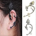 Miniatyrbillede 2 af 5: 1 stk. Kvinder Kreativ Retro Gotisk Punk Graveret Drageform Øre Wrap Øre Cuff Ørering Ikke Piercet Øre Cuff Wrap Clip StudSølv