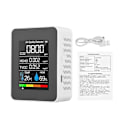 Miniatyrbillede 3 af 5: Bærbar Luftkvalitetsmåler Indendørs CO2 Detektor 5 i 1 Formaldehyd HCHO TVOC Tester LCD Temperatur