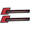 Miniatyrbillede 1 af 5: 2 stk. Metal Supercharged Premium Auto Badge Bagklap Sticker Side Skærm Decal (Sort-rød)