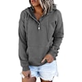 Miniatyrbillede 1 af 2: Kvinder Hættetrøje Langærmet Hættetrøjer Toppe Casual Løs Pullover med lomme Grey M