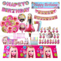 Miniatyrbillede 2 af 5: Barbiee-dukke Fødselsdagsfest Dekorer forsyninger Pink pigetema Bordservice Kop Tallerken Ballon Baby Shower Prinsesse Fest Decor Gaver 16pcs set 2