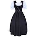 Pikkukuva 1 / 2: S-5xl Naisten Midi Dirndl Mekko 2-osainen Esiliina ja Pusero Musta Valkoinen 4XL