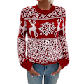 Miniatyrbillede 5 af 5: Skjorter & Toppe Dame Sweater Jul Langærmet Juletrøjer Rund Hals Jumpere No3174