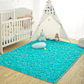 Miniatyrbillede 4 af 5: Tflycq Soft Fluffy Area Tæpper til Soveværelse Børneværelse Plys Shaggy Nursery Tæppe Furry Throw Gulvtæpper til drenge Piger, College Sovesal Fuzzy tæpper Dagligstue Ho Blue Teal 4 * 5.2 Feet