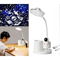 Miniatyrbillede 1 af 5: Bordlampe til teenagere Astronaut Bordlampe med projektionslys og penholder, LED-bordlampe til børn til læsning i soveværelset, Trinløs dæmpning Bordlampe Øjen-C