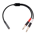 Miniatyrbillede 1 af 5: 3,5 mm til dobbelt 6,35 mm Audio Splitter Flettet Kabel 1/4 Tomme Hanstik