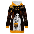Miniatyrbilde 2 av 3: Hette for kvinner Halloween gresskar genser Langermet gensere med rund hals og lomme-tunikaoverdeler style 9 S