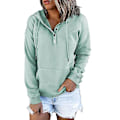 Miniatyrbillede 1 af 2: Kvinder Hættetrøje Langærmet Hættetrøjer Toppe Casual Løs Pullover med lomme Green L