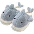 Miniatyrbilde 1 av 5: Myk plysj hvalhai Fuzzy tøfler 1,6'' forhøyende såler for kvinner menn, vinter fuskepels Søt dyrepar Matchende hjemmetøfler Blue EUR44-45