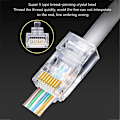 Miniatyrbilde 5 av 5: RJ45-kontakt 6U Gullbelagt Gjennomgang Ethernet-kabler Modulplugg Nettverk RJ-45 Krystallhoder Cat5 Cat5E (100 stk)
