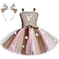 Miniatyrbillede 3 af 4: Hurtig levering Hjorte Tutu Kjole Til Piger Halloween Julekostume Børn Dyr Elg Rensdyr Fødselsdagsfest kjole med pandebånd 1-12 år Dress and hairband1 12m