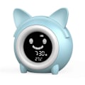 Miniatyrbilde 4 av 4: Barnes søvntrenings LED lyd og lys LCD digital display klokke biologisk klokke justering lur lur lur vekkerklokke blå