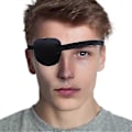 Miniatyrbillede 1 af 4: Øjenklapper til voksne og børn, klap for dovent øje til venstre eller højre øje, blød og justerbar, øjenmaske til pirat eller cosplay (sort)