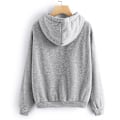 Miniatyrbillede 2 af 3: Kvinder trykte hættetrøjer Langærmet hættetrøje Casual Løse Pullover Toppe Grey M