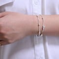 Miniatyrbillede 3 af 5: Pentagram Armbånd Til Kvinder Rustfrit Stål Charm Stjerne Lagdelt Armbånd Elegant Justerbart Dobbelt Lag Perle Pentagram Armbånd Smykker Gaver