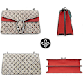 Miniatyrbild 3 av 5: Dam Crossbody Axelväska Retro Ormskin Enfärgad Kedjerem Clutch Läder Väska Röd