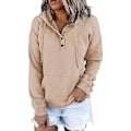 Miniatyrbillede 1 af 2: Kvinder Hættetrøje Langærmet Hættetrøjer Toppe Casual Løs Pullover med lomme Apricot S