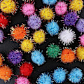 Miniatyrbillede 4 af 5: 100 stk. 25 mm Mini Fluffy Bløde Pomponer Glitterkugle Håndlavede Børnelegetøj DI