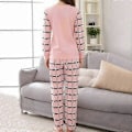 Miniatyrbild 2 av 5: Dam Pyjamas Set Långärmad Tecknad Sovkläder Loungewear Pyjamas