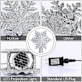 Pikkukuva 4 / 5: Joulukuusen latvatähti valolla, LED-pyörivä hopeinen lumihiutale koriste projektori, hopeinen lumi kuusen latvatähti yövalo projektori sisä- ja ulkokäyttöön