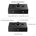 Miniatyrbillede 4 af 5: 2 stk. 3,5 mm Audio Switch, 2 Input 1 Output/1 Input 2 Output Audio Splitter Switch, Audio Switch