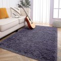 Miniatyrbilde 2 av 5: Tflycq Soft Fluffy Area Tepper For Soverom Barnerom Plysj Shaggy Barnehage Teppe Furry Tepper For Gutter Jenter, College Sovesal Fuzzy Tepper Stue Ho Purple Grey 4 * 5.2 Feet