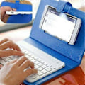 Miniatyrbild 2 av 5: Mini Portabel Trådlöst Bluetooth Tangentbord Med Läderfodral För Smartphone